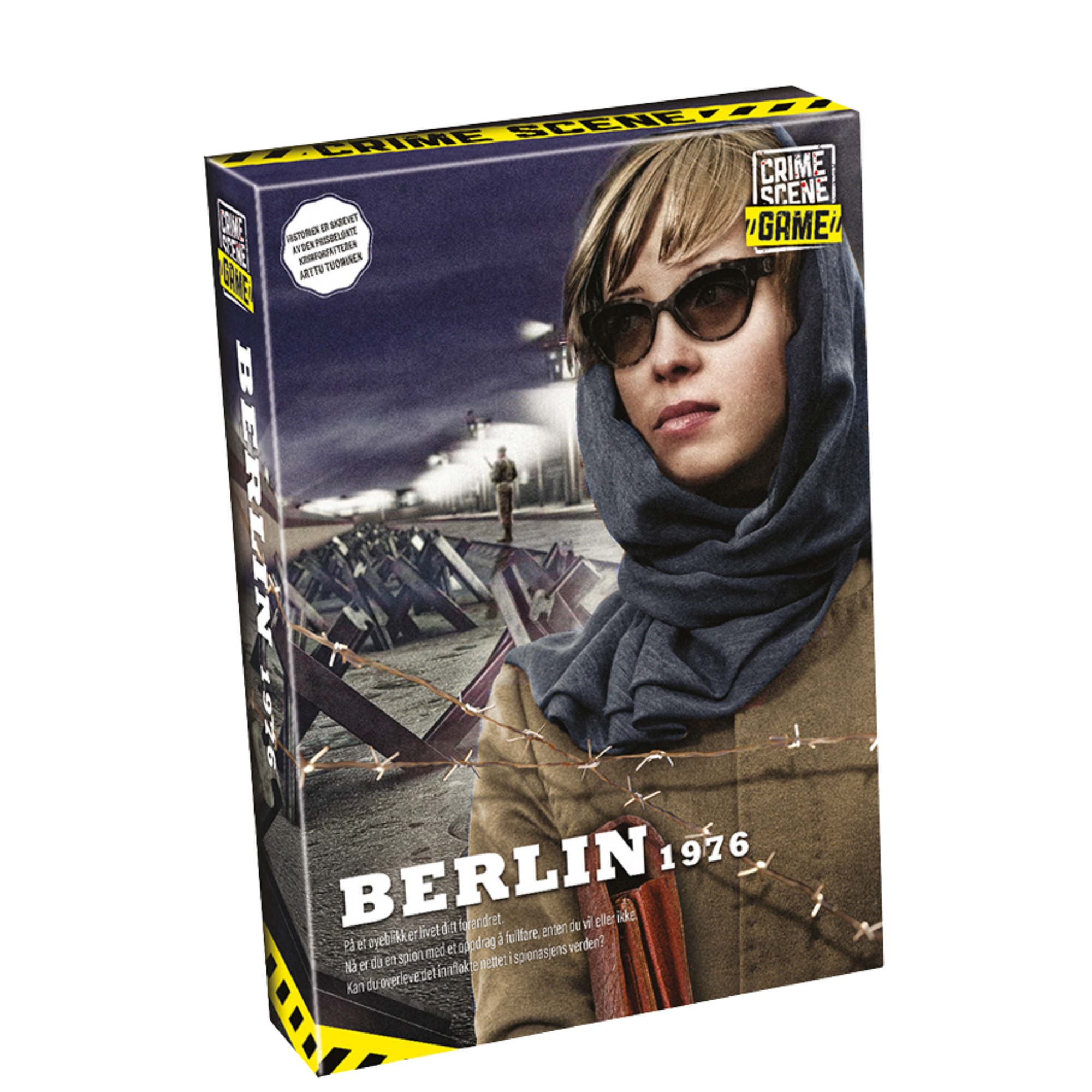 Crime Scene Berlin detektivspill eske med motiv av kvinne ved mørk grenseovergang med piggtråd